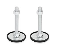 Ganter Norme Éléments | Pied - GN 40 | Pied Diamètre 50 mm | caoutchouc aufgek lipst - en acier galvanisé - Lot de 2, argent, GN 40-50-M10-80-A1-SK