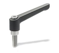 Ganter Norme Éléments | Poignée Levier de serrage avec vis en acier inoxydable - GN 300.1 | réglable Longueur : 45 mm | Vis utilisation et vis de maintien en acier inoxydable ,revêtement plastique