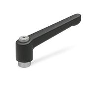 Ganter Norme Éléments | réglable Levier de serrage avec filetage femelle - GN 300.1 | femelle en acier inoxydable et vis de maintien en en acier inoxydable -, noir, GN 300.1-30-M6-SW