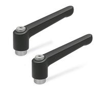Ganter Norme Éléments | réglable Levier de serrage avec filetage femelle - GN 300.1 | femelle en acier inoxydable et vis de maintien en en acier inoxydable -, noir, GN 300.1-30-M6-SW