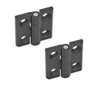 Ganter Normelemente | Charnières - GN 237-ZD-60-60-A-SW | Zinc moulé sous pression | noir, mat structuré | 2 pièces, longueur l1 : 60 mm ; longueur l2 : 60 mm