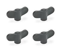 Ganter Normelemente | Écrou papillon GN 634-55-M8-E-DSG | 4 pièces | Poignée papillon | Plastique noir | Vis en acier M8