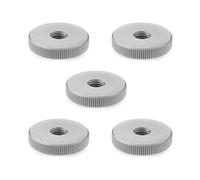 Ganter Normelemente | Écrous moletés plats | Écrous moletés (forme basse) | DIN 467-M4-NI | 5 pièces | Acier inoxydable, jet mat | Filetage : M4