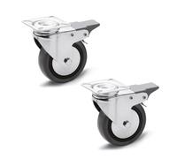 Ganter Normelemente GN 22870-60-G-LF-L-ST Roulettes pivotantes avec frein 60 mm 2 roues 100 kg Revêtement en caoutchouc, corps de roue en polypropylène, boîtier en acier