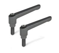 Ganter Normelemente | Levier de serrage réglable avec douille filetée - GN 300-22-M4-12-SW | Vis en acier bruni M4x12 | Poignée en zinc moulé sous pression noir, revêtement plastique | 2 pièces
