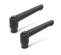 Ganter Normelemente | Levier de serrage réglable avec douille filetée GN 300 | Douille en acier bruni | Poignée en zinc moulé sous pression noire, revêtement plastique, noir, GN 300-45-M6-SW