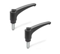 Ganter Normelemente Lot de 2 leviers de serrage en plastique, vis en acier | GN 603-78-M8-30-DSG | Filetage M8 x 30