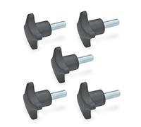 Ganter Normelemente Lot de 5 vis à poignée croisée - Poignée en thermoplastique (PA) - Avec vis en acier galvanisé - DIN 6335.4-ST-40-M8-40 - Filetage M8 x 40