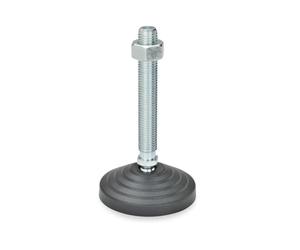 Ganter Normelemente | Pied de réglage, pied articulé - GN 344-60-M10-98-BG | Pied plastique thermoplastique | Broche de réglage en acier | d: 60, M10x98