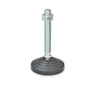 Ganter Normelemente Pied de réglage, pied articulé - GN 344-80-M12-98-BG - Pied en plastique thermoplastique - Broche réglable en acier - Diamètre : 80, M12 x 98