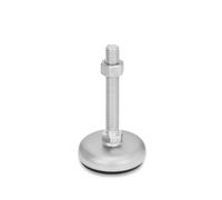 Ganter Normelemente Pieds réglables en acier inoxydable - Avec revêtement en caoutchouc - Noir - Broche M12 x 60 - Pied 80 mm - GN 31-80-M12-60-B1-SK