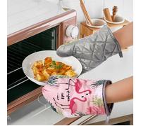 Gants anti-chaleur, Gants de cuisine et maniques, en coton, pour la cuisson au four et au grill (Flamant) Label