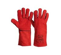 Gants Anti Chaleur Taille10 Rouge - Gants en Cuir Croute de Bovin Manchette 15cm Protection thermique pour soudure, métallurgie