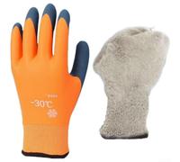 Gants antidérapants avec revêtement en latex pour poissons mouillés Orange | Latex imperméable, protection -30 °C, anti-perforation, idéal pour la manipulation de poissons mouillés, coque en polyamide