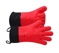 Gants BBQ Anti Chaleur Résistants - GEEKHOM Gants de Cuisine en Silicone pour Four, Grillade, Plancha et Fumoir, Imperméables et Antidérapants avec Doublure en Coton Confortable