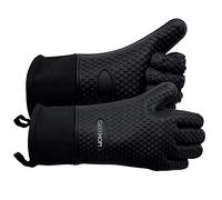 Gants BBQ Anti Chaleur Résistants - GEEKHOM Gants de Cuisine en Silicone pour Four, Grillade, Plancha et Fumoir, Imperméables et Antidérapants avec Doublure en Coton Confortable