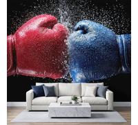 Gants Boxe Rouges Bleus Éclaboussure D'Eau Papier Peint Photo 350 x 256 cm | Papier Peint Panoramique Photo Mural Sports Athlétisme Puissance Compétition Salon Chambre D'Enfant Cuisines Salle à manger