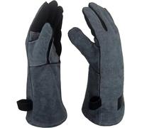 Gants de barbecue en cuir APOGO - Gants de cuisson et de barbecue résistants à la chaleur, 40 cm, confortables et flexibles, 1 paire