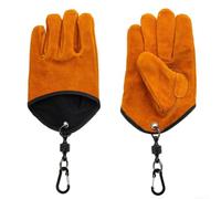 Gants de barbecue en cuir avec doublure ignifuge, équipement de camping | Aimants puissants intégrés, outil facile d'accès, cuir de vache résistant à la chaleur, couleur orange