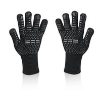 Gants de barbecue, gants de cuisine universels résistants à la chaleur, gants de cuisine antidérapants en silicone ignifuge avec protection de l'avant-bras (noir)