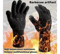 Gants de Barbecue une pièce, mitaines de four résistantes aux hautes températures, 500 à 800 degrés, ignifuges, isolation thermique, pour micro-ondes noir