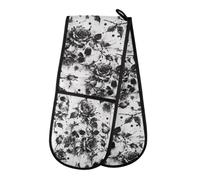 Gants de cuisine double motif tête de mort rose squelette mexicain maniques résistants à la chaleur matelassés pour barbecue, pâtisserie, cuisine