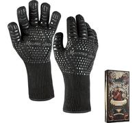 Gants de cuisine et de barbecue résistants à la chaleur Unyqoos®, fabriqués en fibres d'aramide et en coton, résistants jusqu'à 350°C, avec revêtement en silicone antidérapant, taille unique, lot de 2