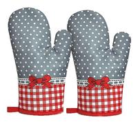 Gants de cuisine, gants de barbecue, résistants à la chaleur, doublure en coton, pour micro-boulangerie, barbecue, cuisine, grillades, 1 paire (n?ud gris)