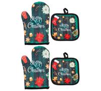Gants de cuisine Maniques Torchon - Motif de Noël - Antidérapant - Lot de 2 - Résistant à la chaleur