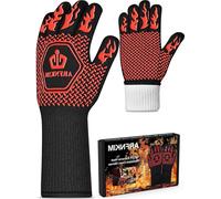 Gants de cuisine résistants à la chaleur - Manches de protection pour barbecue - Gril de barbecue - Résistance thermique inégalée - Longueur : 35 cm - Rouge