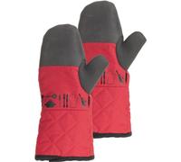 Gants de cuisine Unyqoos® 5Five pour four et grill, lot de 2, 32 cm, rouge, en coton avec néoprène, silicone et plastique – Protection thermique pour les poêles et les barbecues
