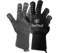 Gants de cuisine ZenKitch de la marque Unyqoos® – résistants à la chaleur jusqu'à 500°C, avec 5 doigts, fabriqués en fibres d'aramide, avec revêtement en silicone antidérapant, manche extra long, conf