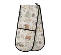 Gants de four double pour camion, vache des Highlands, fleur de vache, gants de four, maniques, résistants à la chaleur, matelassés pour barbecue, pâtisserie, gants de cuisine