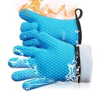 Gants de four - Gants de cuisine - Protection contre la chaleur - Double épaisseur - Taille unique - Bleu