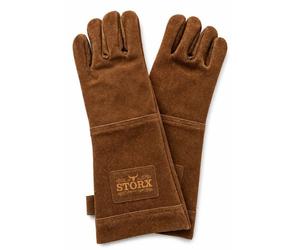 Gants de grill Unyqoos® Storx en véritable cuir, couleur marron clair/camel – résistants à la chaleur, manchettes extra longues, 1 paire pour barbecue, four et cheminée
