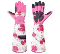 Gants de jardin longs – Gants de travail et de protection – Pour jardiner en toute sécurité – Poignets réglables – Longueur : 39 cm – Rouge