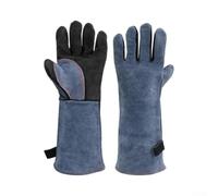 Gants de protection longs de 40 cm pour cheminée et four | Résistant à la chaleur jusqu'à 500 °C, cuir de vachette de 1,3 mm, construction à trois couches, idéal pour le soudage MIG