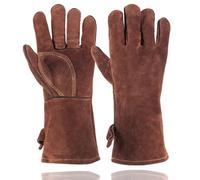 Gants de soudage de 14 pouces for gants de travail de soudeur, cuir de vache fendu épais, gants de four résistants à la chaleur, gants de barbecue for l'isolation thermique du gril