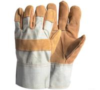 Gants de soudage en cuir de vache résistants à la chaleur avec prise en main améliorée pour travail des métaux lourds, marron, 27 x 14 cm, type B épais (A)
