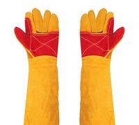 Gants de soudage épais - Manches extra longues de 61 cm - En cuir - Résistants à la chaleur - Gants de protection pour le travail de la cheminée - Gants de jardinage résistants aux coupures - 60 cm