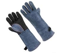 Gants de soudage MIG étendus de 40,6 cm en cuir de vache fendu pour soudage TIG, cheminée, poêle à bois, équipement de sécurité ignifuge