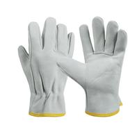 Gants de soudage résistants à la chaleur, Construction en cuir de mouton véritable, Protection ignifuge de Style court, sécurité de qualité industrielle Peau de mouton blanche et grise