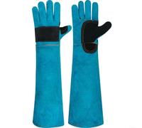 Gants de soudeur en cuir de vachette de 60 cm de long - Protection des bras - Résistant aux rayures - Résistant à la chaleur - Pour le soudage, le jardinage et les soins des animaux