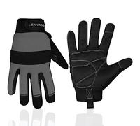 Gants de travail de sécurité pour homme et femme - Construction mécanique - Souple - Protection de paume rembourrée - Écran tactile - Respirants - Multifonctions (Noir/Gris, S)