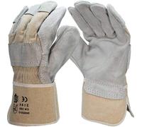 Gants de travail en cuir robustes - Hommes/Femmes, montage, norme EN 388, gants de jardinage en cuir de vachette refendu, taille 10 - 5 paires