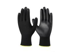 Gants de travail en nylon avec paume en polyuréthane, noir pour montage et | Coque en nylon respirant, poignets ajustés, idéal pour l'assemblage électronique et les tâches industrielles légères