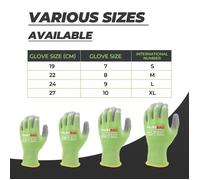 Gants de Travail Mustbau PNW8184 Ventiles Tissu Respirant Paume Renforcee - Taille XL Lot 3 Paires Vert