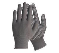 Gants de travail protecteurs avec corps en tissu et points, Gray | Paumes et doigts texturés en PVC, poignets tricotés, couverture pratique des mains pour la randonnée et les