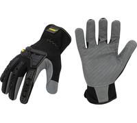 Gants de travail résistants aux chocs Estwing, doigts et paume hautement adhérents, protection des articulations, manchette élastique, 1 paire, noir/gris, taille M