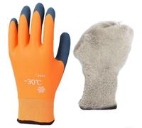 Gants d'hiver en polyamide avec doublure polaire pour mains chaudes et | Paume revêtue de latex, résistante à la perforation, poignée antidérapante, manipulation de poissons mouillés